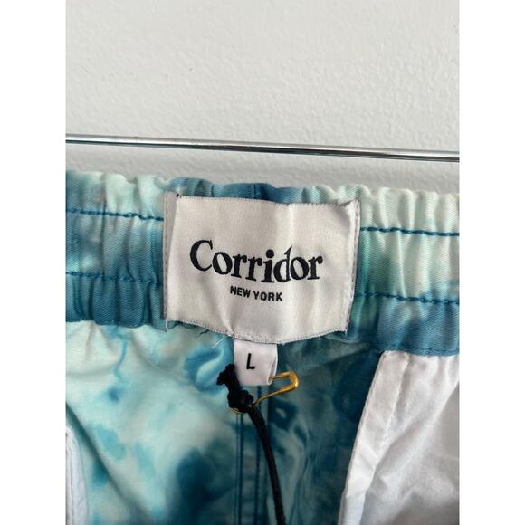 Corridor Swim Trunks Men L Blue Tie Dye‎ Elastic Waist Mesh Lined Shorts - Picture 3 of 8